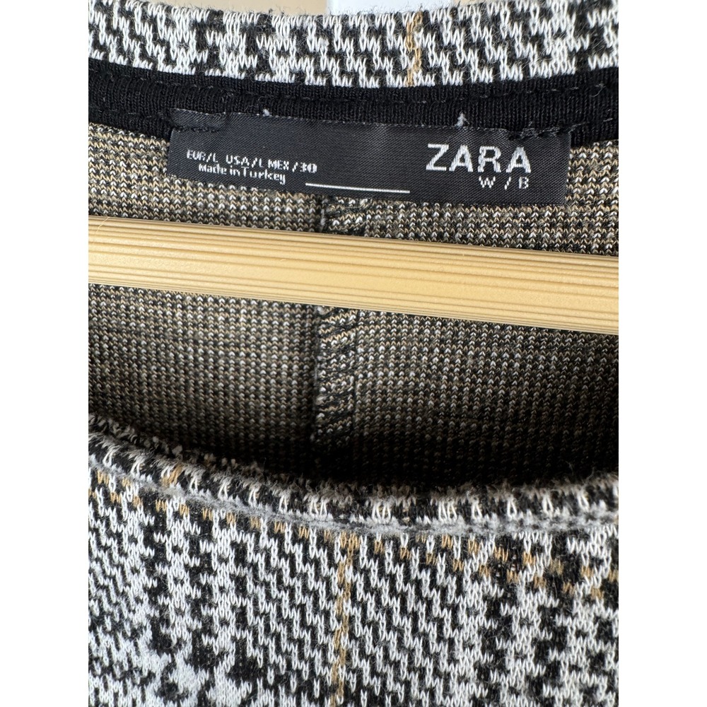 Zara Embroidered Plaid Shift‎ Dress – Floral Sequin Detail – Size L - Picture 3 of 5